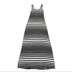 Merona Women's Striped Maxi Dress S Black Cream Stretch Resortwear Summer Casual